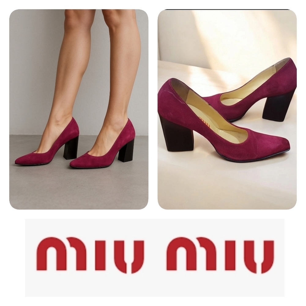 MIU MIU vintage suede wood block heels - EU 37.5 / 7 US